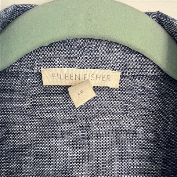 Eileen Fisher Heathered Blue Organic Linen Top Size Large - Picture 3 of 9